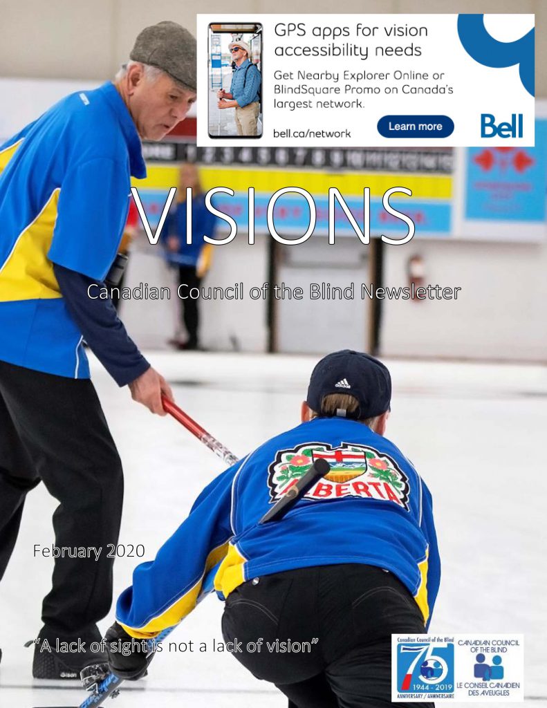 Cover of VISIONS for February 2020 featuring the CVICC curlers